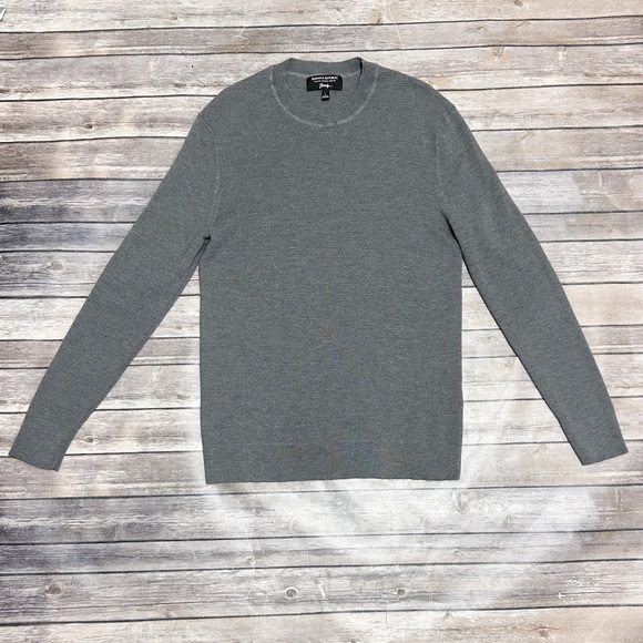 Banana Republic Baruffa Gray Long Sleeve Merino Wool Knit Sweater